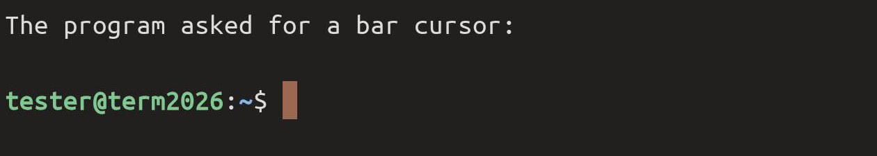 A program asked for a bar cursor over ordinary mosh: the cursor is still a block.