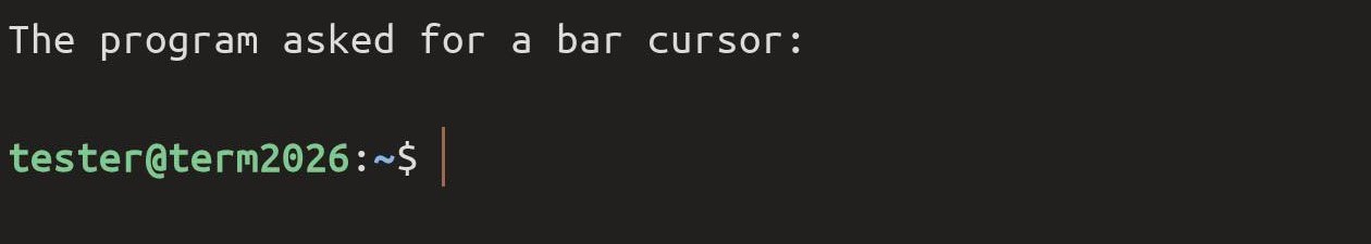 The same request over termosh: a thin bar cursor.