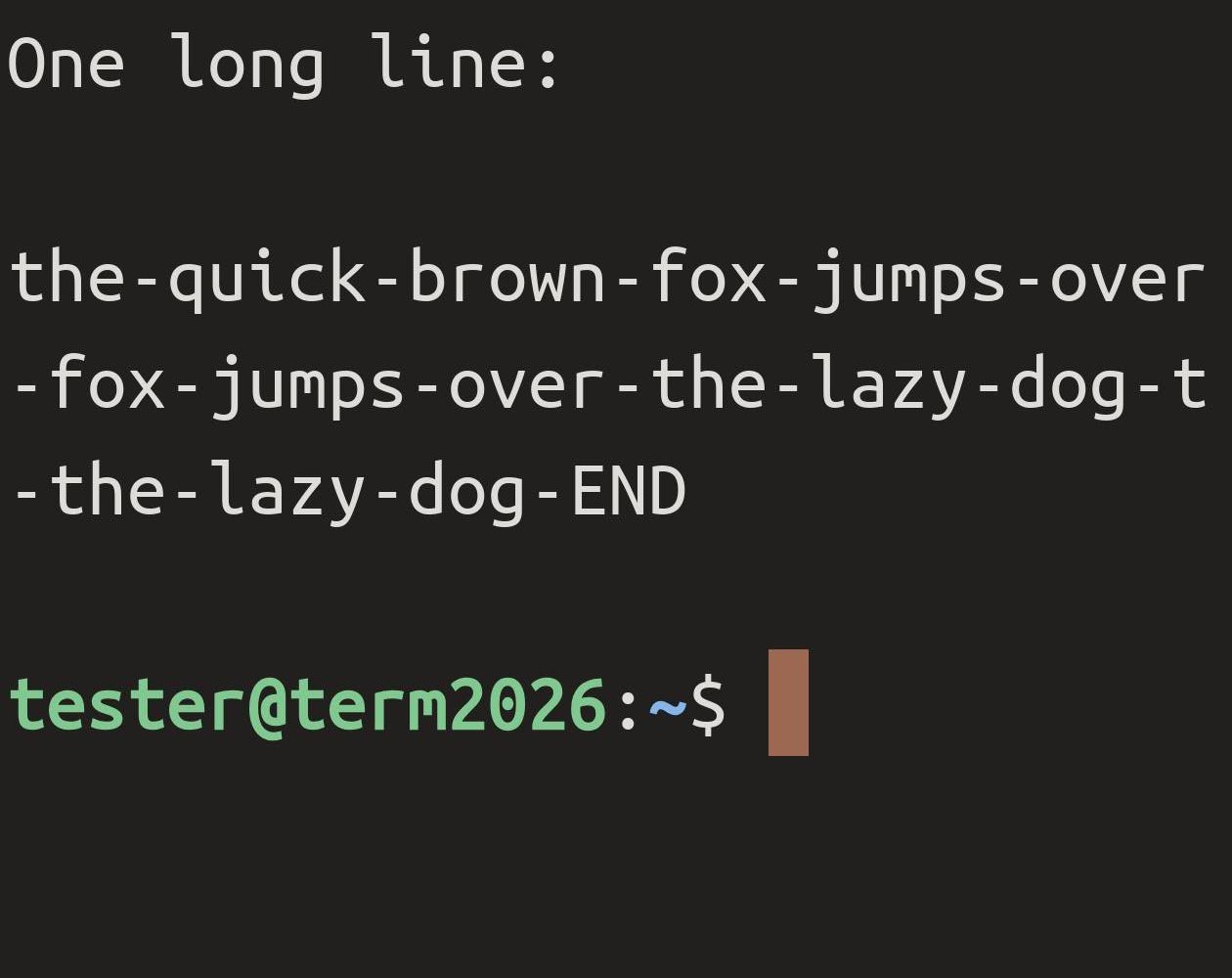 A long line over ordinary mosh after making the text bigger: pieces of the line are missing.
